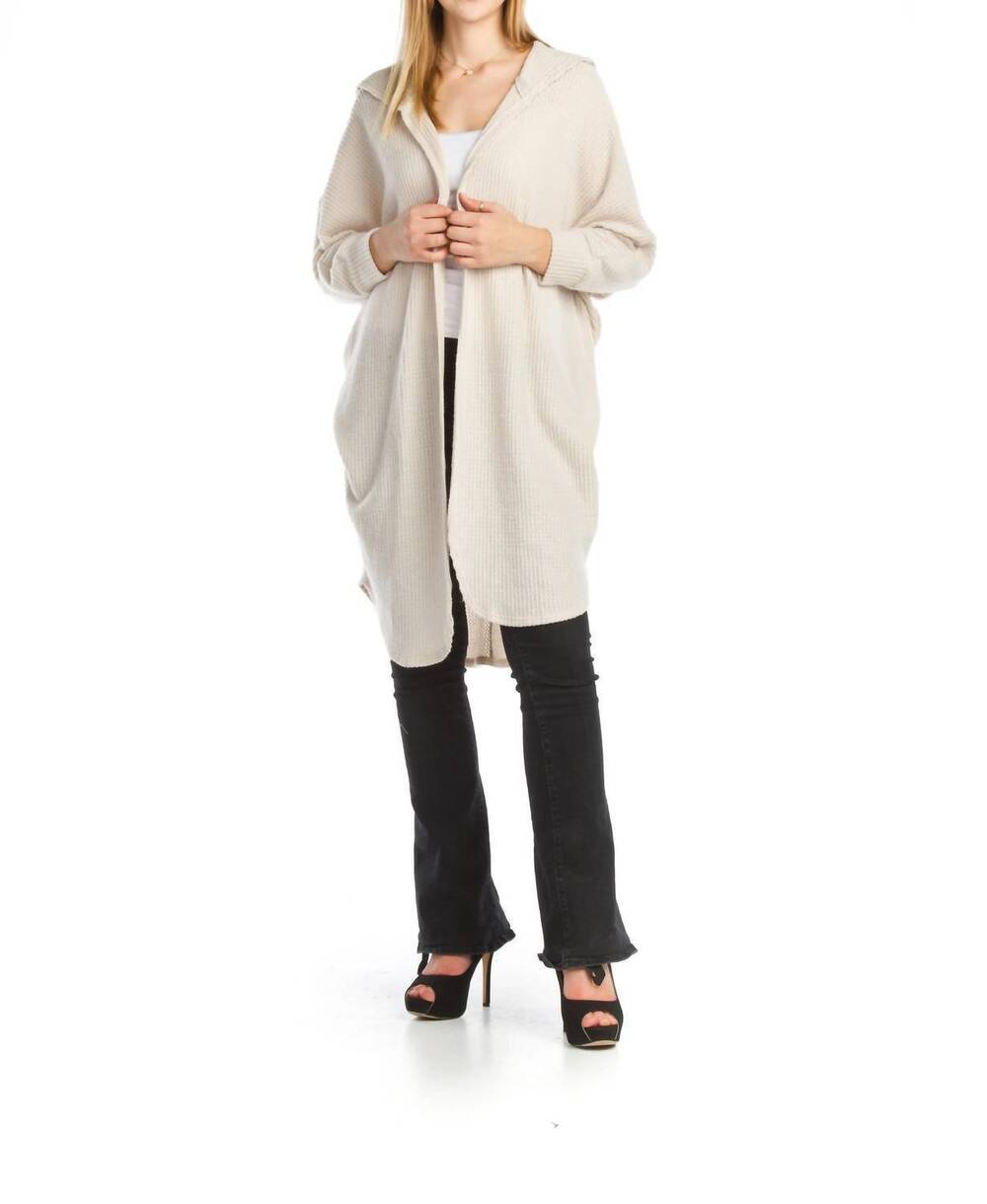 NEW PAPILLON waffle knit hooded cardigan in oatmeal